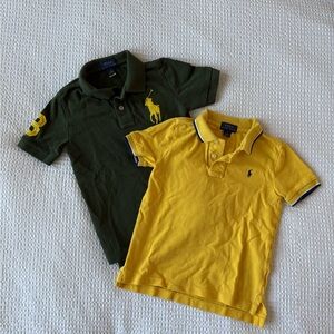 Ralph Lauren Kids Set of 2 Polo Shirts - Dark Green and Bright Yellow